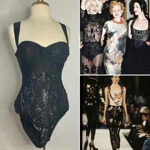 Archival Vintage 90s Vivienne Westwood Boulle Print Bustier Bodysuit